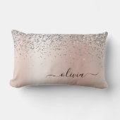 Roos Gold - Blush Pink Silver Glitter Monogram Kussen (Voorkant)