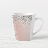 Roos Gold - Blush Pink Silver Glitter Monogram Latte Mok (Rechts)