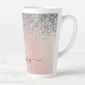 Roos Gold - Blush Pink Silver Glitter Monogram Latte Mok (Rechts)