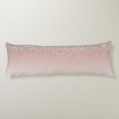 Roos Gold - Blush Pink Silver Glitter Monogram Lichaamskussen (Achterkant)