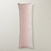 Roos Gold - Blush Pink Silver Glitter Monogram Lichaamskussen (Achterkant (Verticaal))