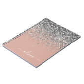 Roos Gold Blush Pink Silver Glitter Monogram Notitieboek (Linkerzijde)