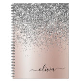 Roos Gold - Blush Pink Silver Glitter Monogram Notitieboek (Voorkant)