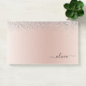 Roos Gold - Blush Pink Silver Glitter Monogram Post-it® Notes (Kantoor)