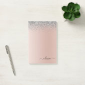 Roos Gold - Blush Pink Silver Glitter Monogram Post-it® Notes (Kantoor)