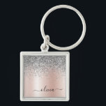 Roos Gold - Blush Pink Silver Glitter Monogram Sleutelhanger<br><div class="desc">Roos Gold - Blush roze en Silver Faux Folie Metallic Sparkle Glitter Brushed Metal Monogram Name Keychains (Sleutelhanger). Dit maakt de perfecte liefhebbende 16 verjaardag,  bruiloft,  vrijgezellenfeest,  verjaardagsdag,  baby shower of vrijgezellenfeest voor iemand die van luxe glam en stijl houdt.</div>