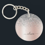 Roos Gold - Blush Pink Silver Glitter Monogram Sleutelhanger<br><div class="desc">Roos Gold - Blush roze en Silver Faux Folie Metallic Sparkle Glitter Brushed Metal Monogram Name Sleutelhanger. Dit maakt de perfecte liefhebbende 16 verjaardag,  bruiloft,  vrijgezellenfeest,  verjaardagsdag,  baby shower of vrijgezellenfeest voor iemand die van luxe glam en stijl houdt.</div>