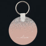 Roos Gold Blush Pink Silver Glitter Monogram Sleutelhanger<br><div class="desc">Roos Gold - Blush roze en Silver Sparkle Glitter Script Monogram Name Keychains (Sleutelhanger). Dit maakt de perfecte liefhebbende 16 verjaardag,  bruiloft,  vrijgezellenfeest,  verjaardagsdag,  baby shower of vrijgezellenfeest voor iemand die van luxe glam en stijl houdt.</div>