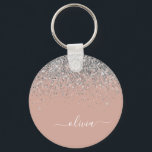 Roos Gold Blush Pink Silver Glitter Monogram Sleutelhanger<br><div class="desc">Roos Gold - Blush roze en Silver Sparkle Glitter Script Monogram Name Keychains (Sleutelhanger). Dit maakt de perfecte liefhebbende 16 verjaardag,  bruiloft,  vrijgezellenfeest,  verjaardagsdag,  baby shower of vrijgezellenfeest voor iemand die van luxe glam en stijl houdt.</div>