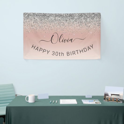 Roos Gold - Blush Pink Silver Glitter Monogram Spandoek (Beurs)