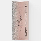 Roos Gold - Blush Pink Silver Glitter Monogram Spandoek (Verticaal)