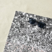 Roos Gold - Blush Pink Silver Glitter Monogram Strandlaken (In situ)