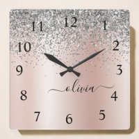 Roos Gold - Blush Pink Silver Glitter Monogram