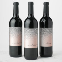 Roos Gold - Blush Pink Silver Glitter Monogram