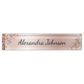 Roos Gold Blush Pink Sparkle Glitter Girly Naambordje (Voorkant)