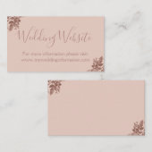 Roos Gold - Blush Pink Wedding Website Kaart Invoe (Voorkant / Achterkant)