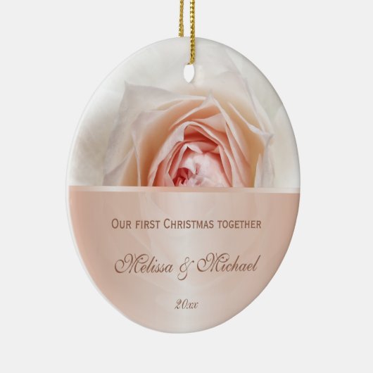 Roos Gold Blush Roos | Eerste kerstdag Keramisch Ornament (Rechts)