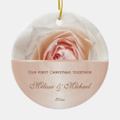 Roos Gold Blush Roos | Eerste kerstdag Keramisch Ornament (Voorkant)
