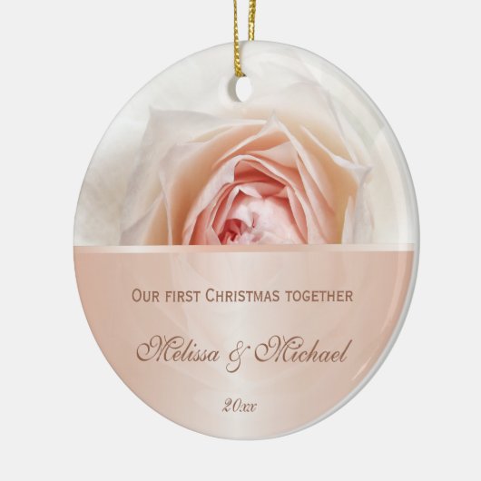 Roos Gold Blush Roos | Eerste kerstdag Keramisch Ornament (Links)