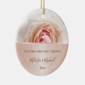 Roos Gold Blush Roos | Eerste kerstdag Keramisch Ornament (Rechts)
