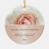 Roos Gold Blush Roos | Eerste kerstdag Keramisch Ornament (Voorkant)