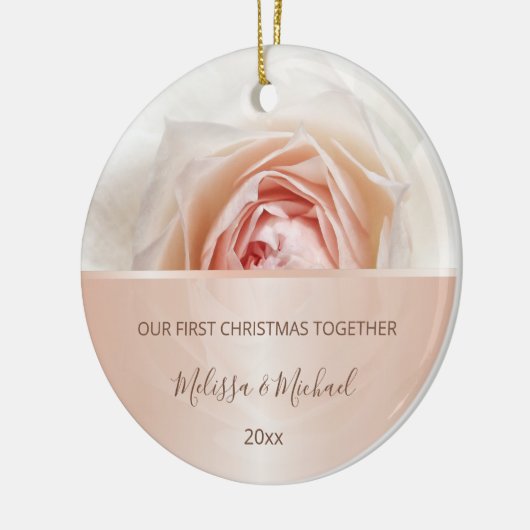 Roos Gold Blush Roos | Eerste kerstdag Keramisch Ornament (Links)