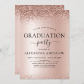 Roos Gold Blush roze 2023 Graduation Party Glitter Kaart (Voorkant / Achterkant)