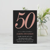 Roos Gold Blush roze 50 op zwart | Partij voor de  Kaart (Staand voorkant)