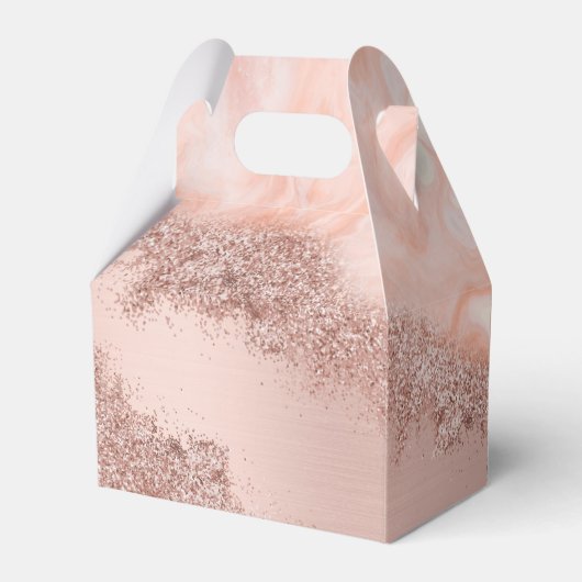 Roos Gold Blush Roze Agate Geode Glitter Sweet 16 Bedankdoosjes (Achterkant)