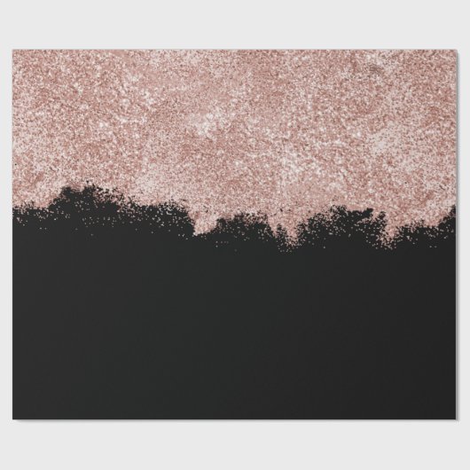 Roos Gold Blush Roze Black Girly Glitter Dust Cadeaupapier (Vlak)