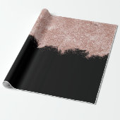 Roos Gold Blush Roze Black Girly Glitter Dust Cadeaupapier (Uitgerold)