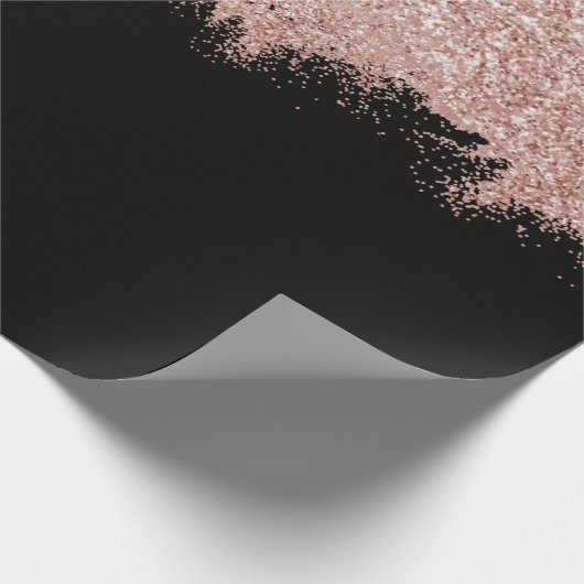 Roos Gold Blush Roze Black Girly Glitter Dust Cadeaupapier (Hoek)