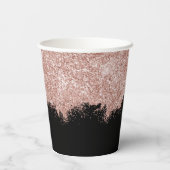 Roos Gold Blush Roze Black Girly Glitter Dust Papieren Bekers (Achterkant)