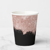 Roos Gold Blush Roze Black Girly Glitter Dust Papieren Bekers (Links)