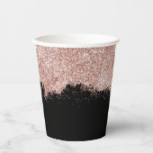 Roos Gold Blush Roze Black Girly Glitter Dust Papieren Bekers (Voorkant)