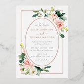 Roos Gold Blush Roze Bloemen Lijst Wedding Folie Uitnodiging (Voorkant)