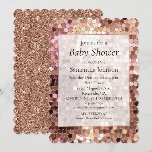 Roos Gold Blush Roze Confetti Baby shower Kaart (Voorkant / Achterkant)