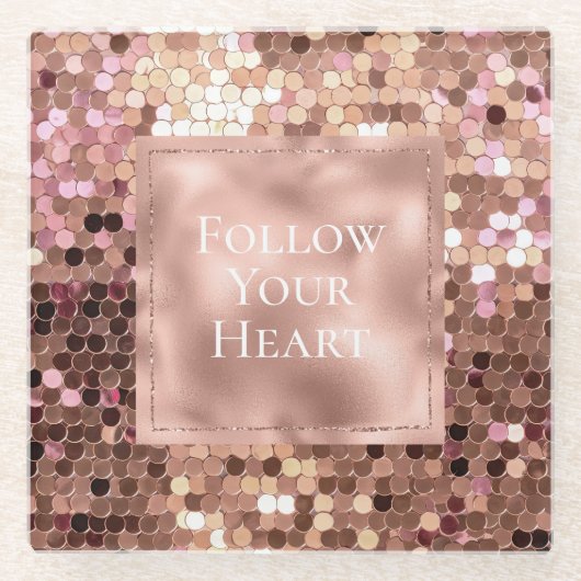 Roos Gold Blush Roze Confetti Glazen Onderzetter (Voorkant)