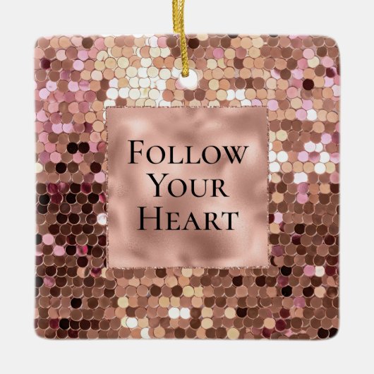 Roos Gold Blush Roze Confetti Keramisch Ornament (Voorkant)