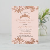 Roos Gold Blush Roze  Elegant Quinceanera Folie Uitnodiging (Staand Voorkant)