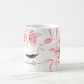 Roos Gold Blush Roze Eyelashes Floral Waterverf Koffiemok (Center)