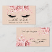 Roos Gold Blush Roze Eyelashes Floral Waterverf Visitekaartje (Voorkant / Achterkant)