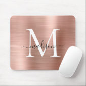 Roos Gold Blush Roze geborsteld Metaal Monogram sc Muismat (Met muis)