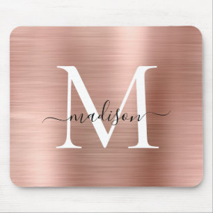 Roos Gold Blush Roze geborsteld Metaal Monogram sc Muismat