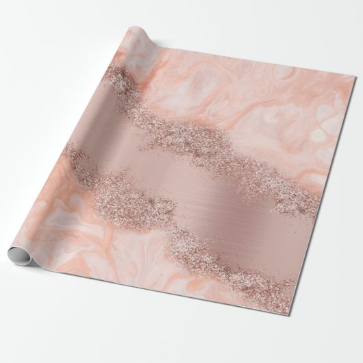 Roos Gold Blush roze geode glitter Cadeaupapier (Uitgerold)