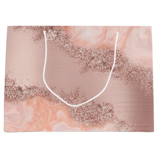 Roos Gold Blush roze geode glitter Groot Cadeauzakje (Voorkant)