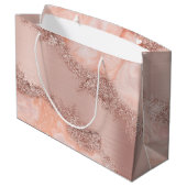 Roos Gold Blush roze geode glitter Groot Cadeauzakje (Achterkant Gekanteld)