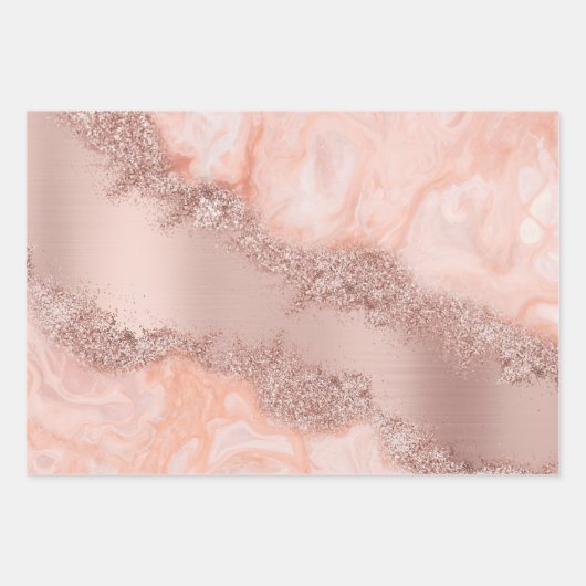 Roos Gold Blush roze geode glitter Inpakpapier Vel (Voorkant 2)