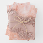 Roos Gold Blush roze geode glitter Inpakpapier Vel (In situ)