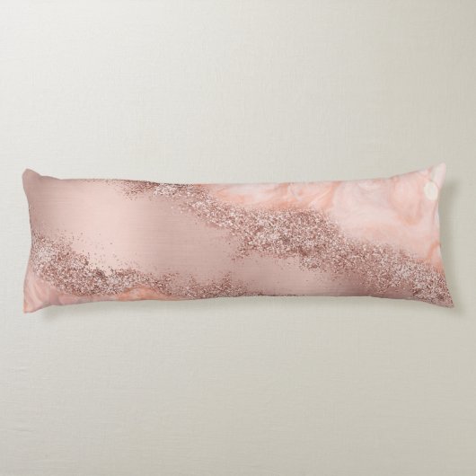 Roos Gold Blush roze geode glitter Lichaamskussen (Achterkant)
